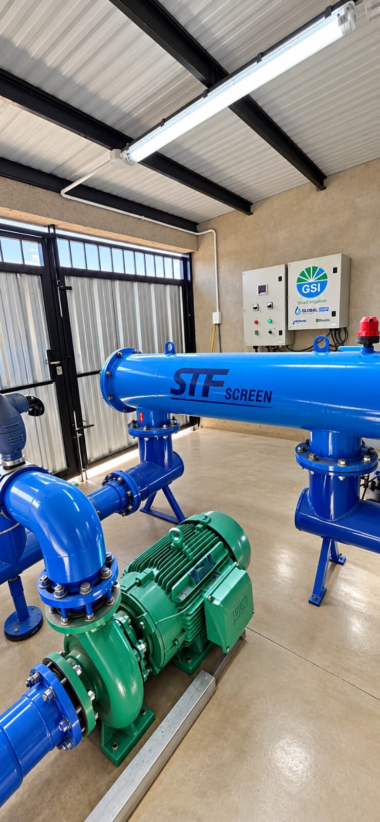 Bomba centrífuga instalada en una sala de bombeo